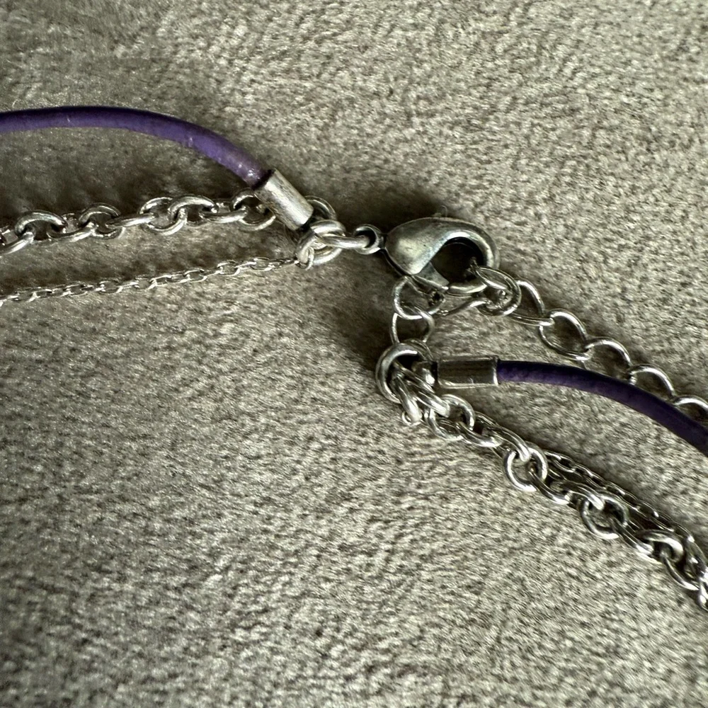 Pilgrim Purple and Pink Multi-Strand Charm Necklace
